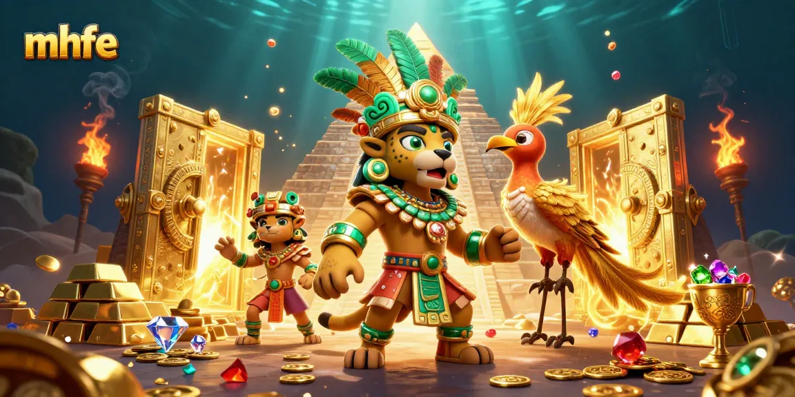 Experience the excitement of mhfe with vibrant casino-themed elements and dynamic characters in this 3D illustration.