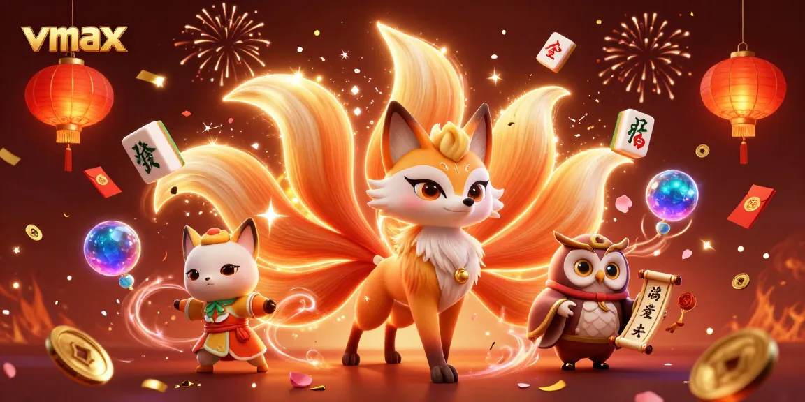Experience the vibrant and magical atmosphere of vmax with a captivating illustration featuring a nine-tailed fox and more.