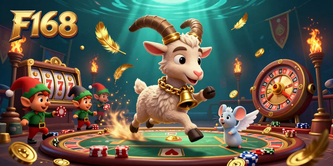 Experience the excitement at F168's vibrant casino with Krampus, an angel mouse, and elf gremlins.