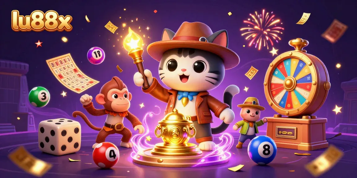 Experience thrilling wins at lu88x with an explorer cat and monkey in a vibrant casino adventure.
