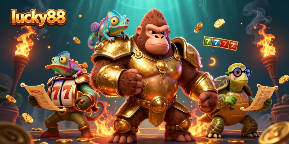 Experience the thrill of lucky88 with a dynamic casino scene featuring a gorilla king and engaging game elements.
